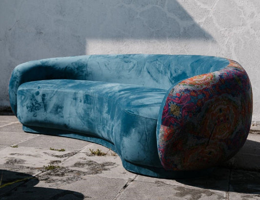 Luxus Wohnzimmer Sofa Blau / Mehrfarbig 260 cm