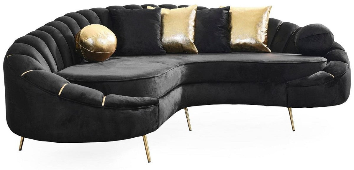 Luxus Wohnzimmer 3er Sofa Schwarz / Gold 250 cm