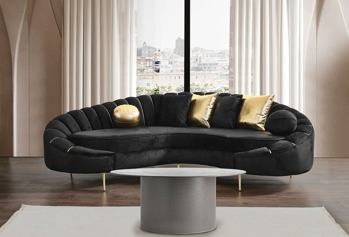 Luxus Wohnzimmer 3er Sofa Schwarz / Gold 250 cm