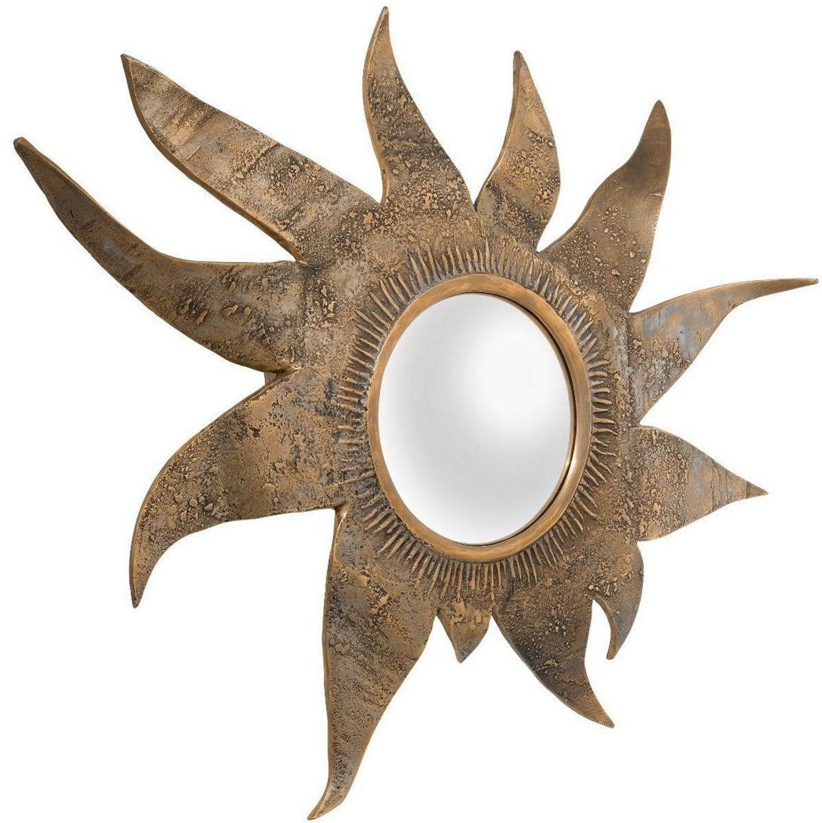 Designer Konvexspiegel Vintage Messing 83 x 9 x H. 75 cm - Wohnzimmer Wandspiegel - Garderoben Spiegel - Luxus Qualität