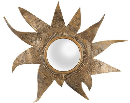 Designer Konvexspiegel Vintage Messing 83 x 9 x H. 75 cm - Wohnzimmer Wandspiegel - Garderoben Spiegel - Luxus Qualität