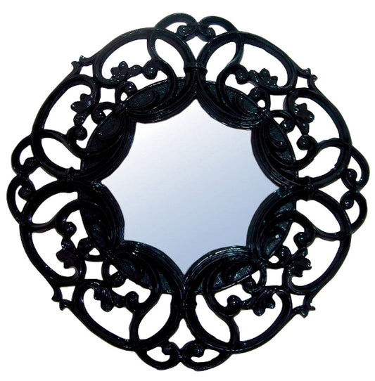 Spiegel / Wandspiegel Schwarz Ø 100 cm - Art Deco Möbel