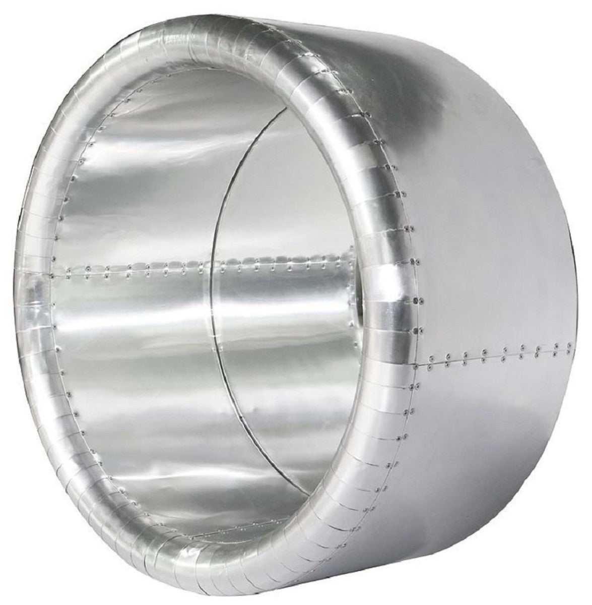 Vintage Aviator Spiegel Silber Ø 74 cm - Runder Aluminium Flugzeug Design Wandspiegel - Aluminium Flugzeug Möbel