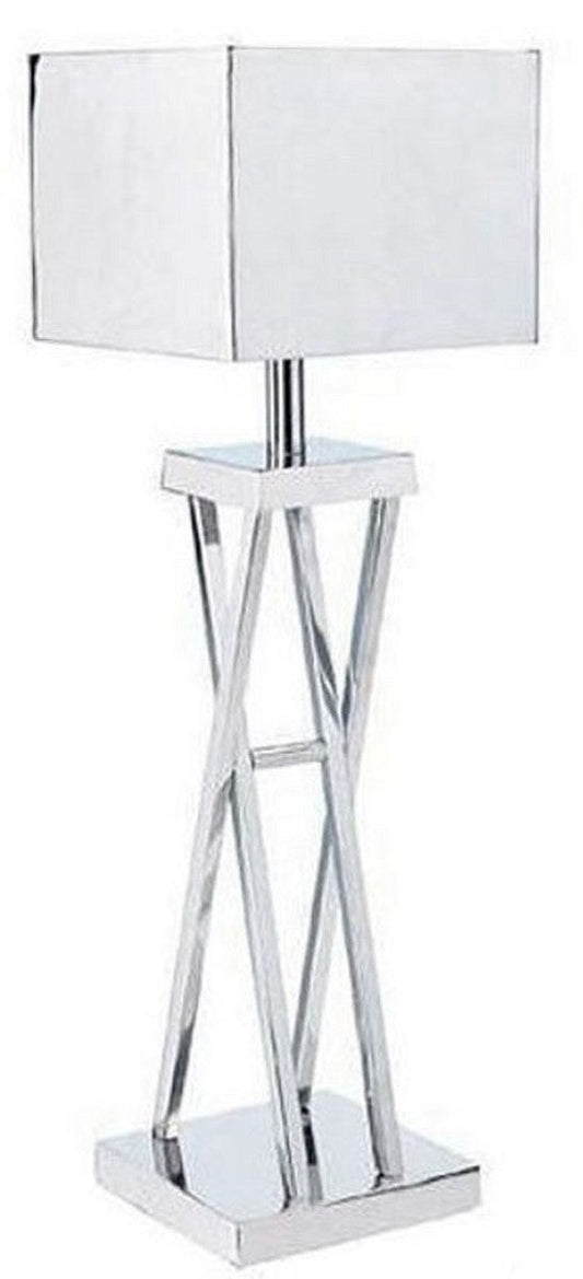 Designer Tischleuchte Silber 16,5 x 12,5 x H. 52 cm - Moderne Metall Schreibtischleuchte - Luxus Kollektion