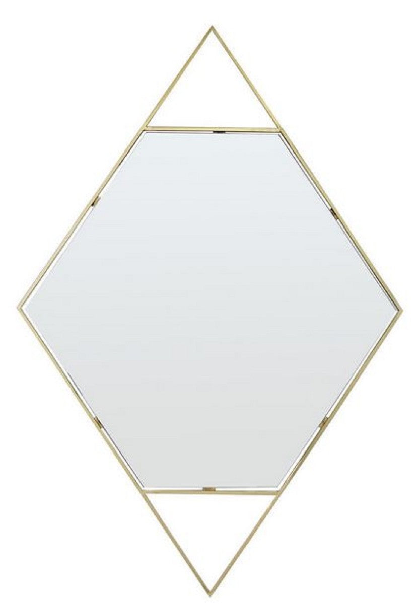 Designer Wandspiegel Gold 81 x H. 119 cm - Edelstahl Spiegel in Form eines Diamanten - Designermöbel