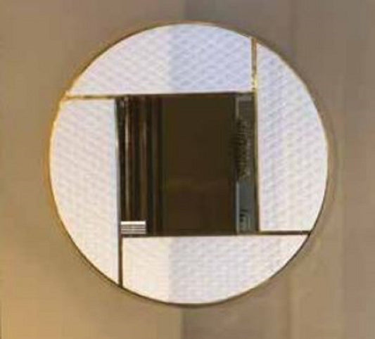 Luxus Wandspiegel Weiß / Gold 120 x 3 x H. 120 cm - Runder Wohnzimmer Spiegel mit Metallrahmen - Schlafzimmer Spiegel - Garderoben Spiegel - Luxus Kollektion