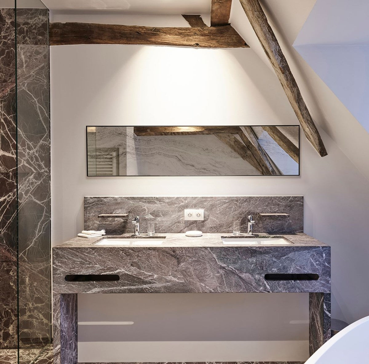 Designer Wandspiegel Schwarz 41 x 2 x H. 174 cm - Wohnzimmer Spiegel - Schlafzimmer Spiegel - Badezimmer Spiegel - Garderoben Spiegel - Luxus Kollektion