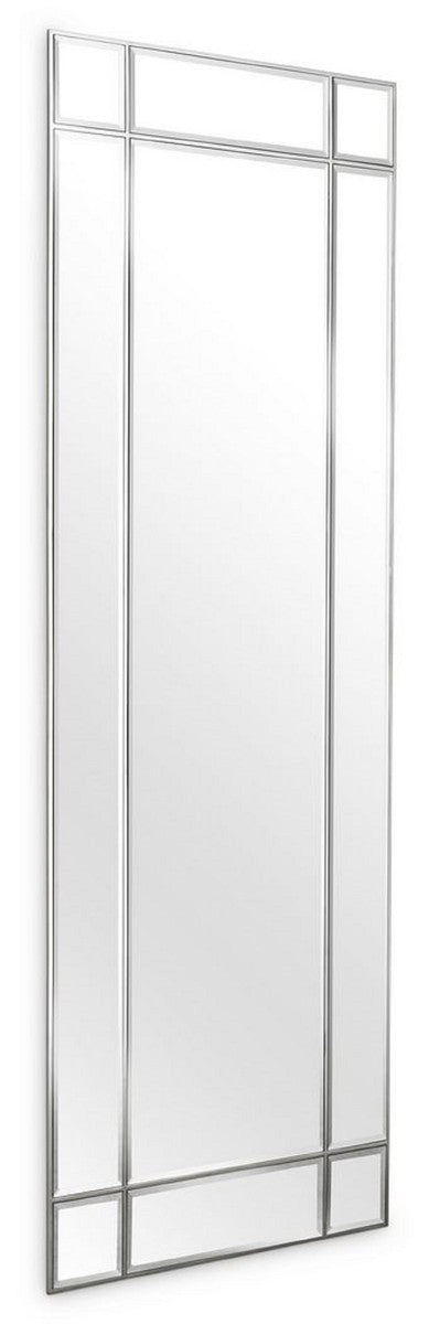 Luxus Wandspiegel Silber 78,5 x 3,5 x H. 215,5 cm - Wohnzimmer Spiegel - Schlafzimmer Spiegel - Garderoben Spiegel - Luxus Möbel