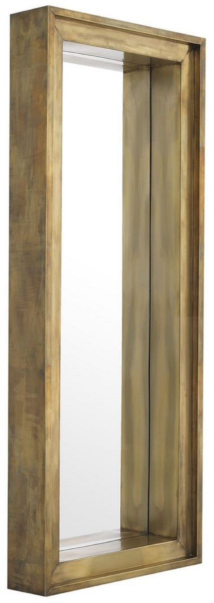 Luxus Wandspiegel Vintage Messingfarben 80 x 20 x H. 200 cm - Wohnzimmer Spiegel - Schlafzimmer Spiegel - Garderoben Spiegel - Luxus Möbel