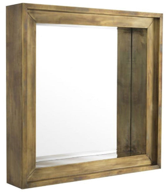 Luxus Wandspiegel Vintage Messingfarben 100 x 20 x H. 100 cm - Wohnzimmer Spiegel - Schlafzimmer Spiegel - Garderoben Spiegel - Luxus Möbel