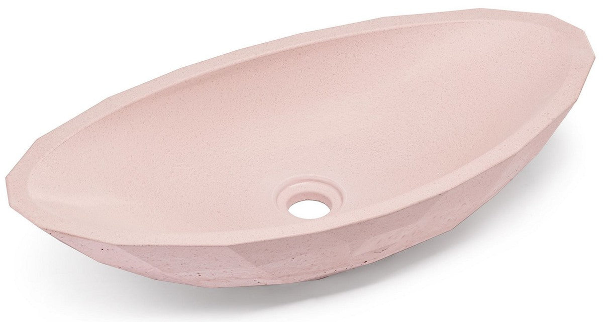 Luxus Waschbecken Schale Rosa 60,9 x 29,7 x H. 11,9 cm - Handgefertigtes Beton Waschbecken - Badezimmer Accessoires - Luxus Badezimmer Zubehör