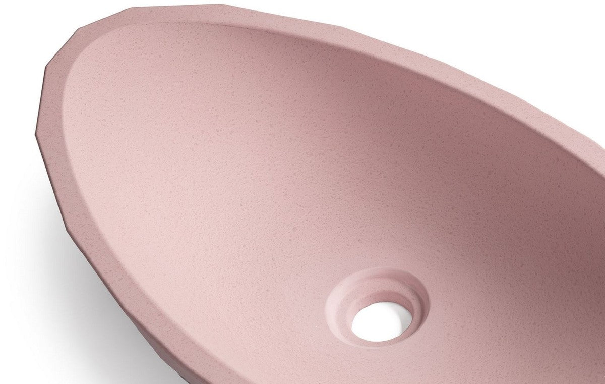Luxus Waschbecken Schale Rosa 60,9 x 29,7 x H. 11,9 cm - Handgefertigtes Beton Waschbecken - Badezimmer Accessoires - Luxus Badezimmer Zubehör