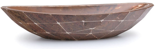 Luxus Waschbecken Schale Braun / Weiß 60,9 x 29,7 x H. 11,9 cm - Handgefertigtes Beton Waschbecken - Badezimmer Accessoires - Luxus Badezimmer Zubehör