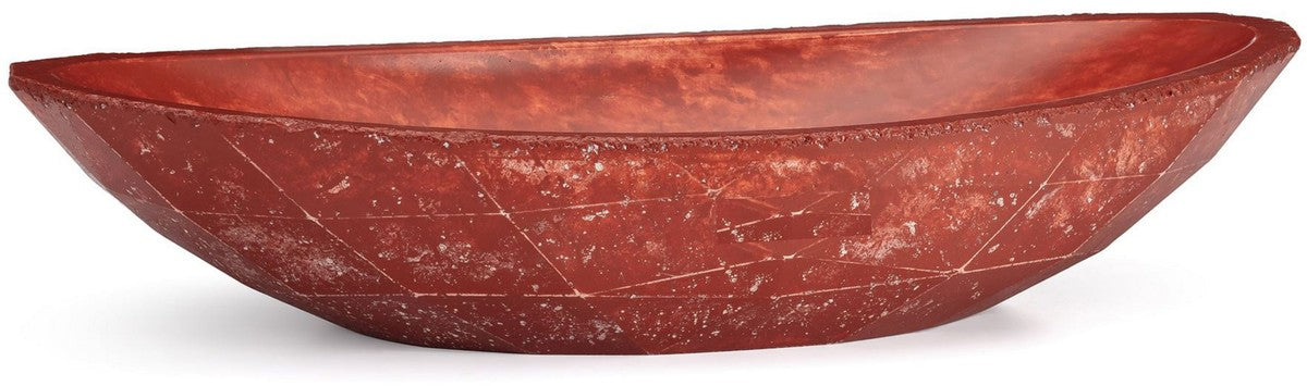 Luxus Waschbecken Schale Rot / Weiß 60,9 x 29,7 x H. 11,9 cm - Handgefertigtes Beton Waschbecken - Badezimmer Accessoires - Luxus Badezimmer Zubehör