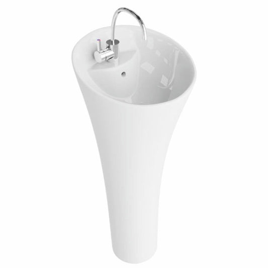 Luxus Waschbecken Hochglanz Weiß H. 95 cm - Freistehendes Waschbecken