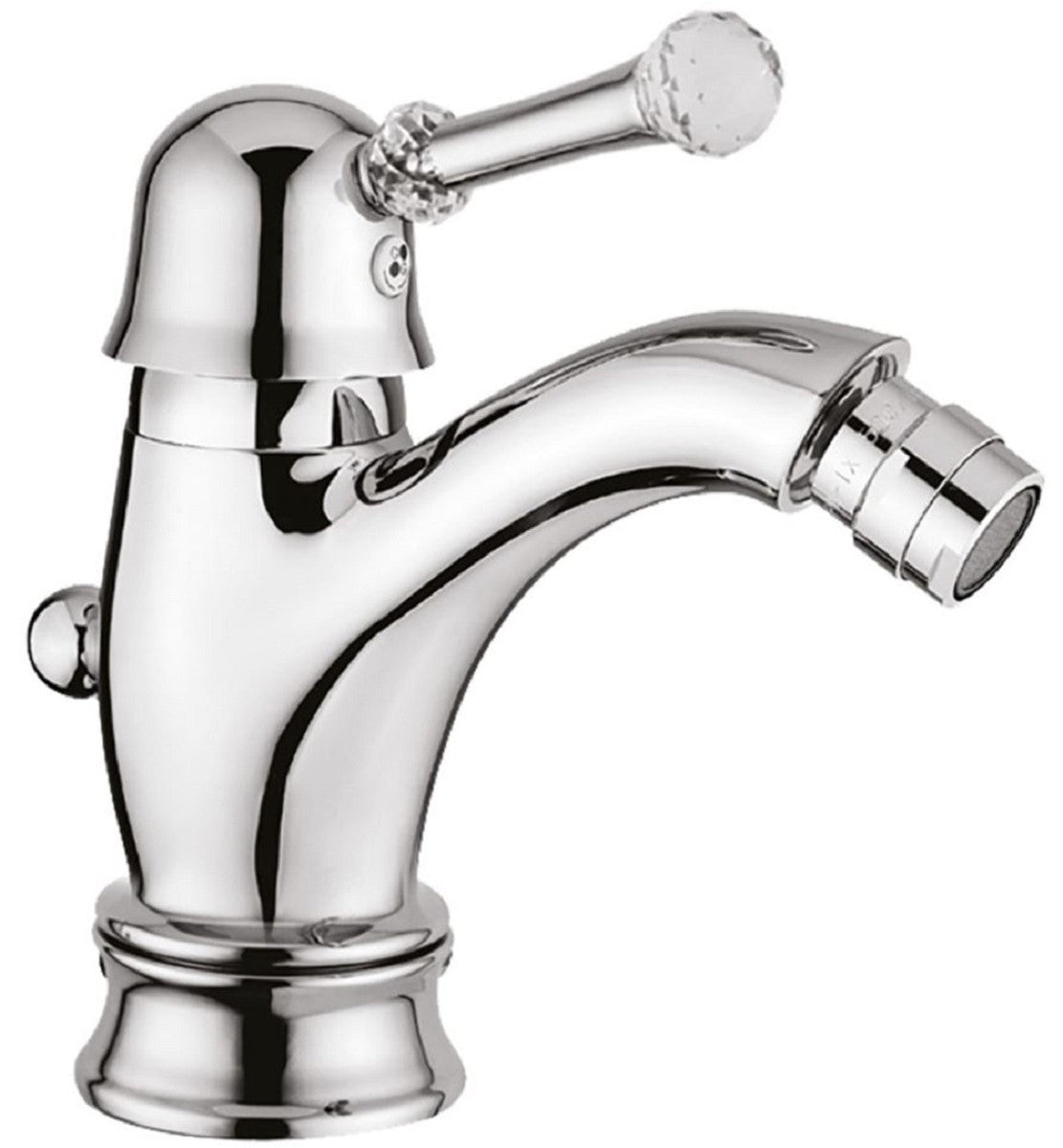 Luxus Waschtischarmatur mit Swarovski Kristallglas Silber H. 16,5 cm - Einhand Waschtischbatterie - Luxus Bad Zubehör