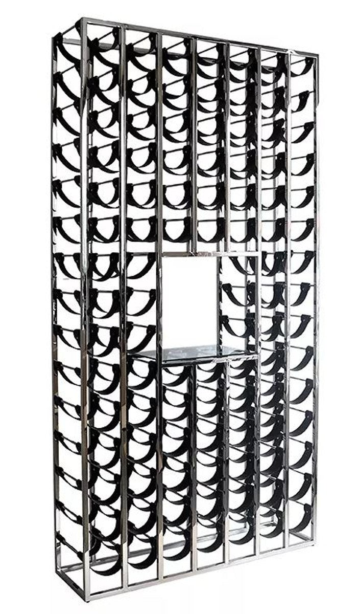 Riesiges Luxus Weinflaschen Regal Silber / Schwarz 114 x 32 x H. 220 cm - Weinregal