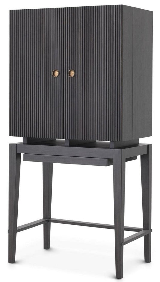 Luxus Weinschrank Anthrazitgrau / Bronze 82,5 x 51 x H. 168 cm - Mahagoni Barschrank mit 2 Türen - Barmöbel - Luxus Qualität