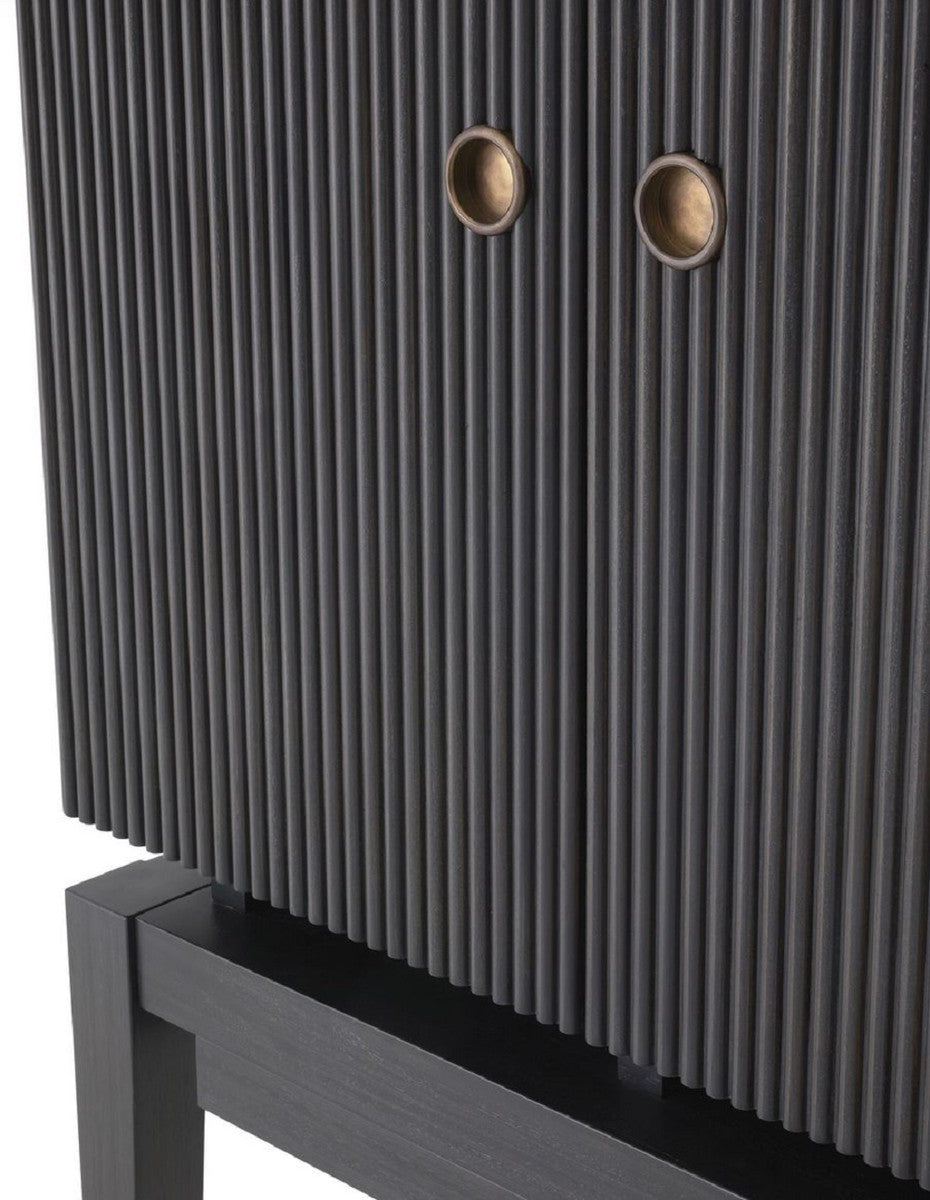 Luxus Weinschrank Anthrazitgrau / Bronze 82,5 x 51 x H. 168 cm - Mahagoni Barschrank mit 2 Türen - Barmöbel - Luxus Qualität