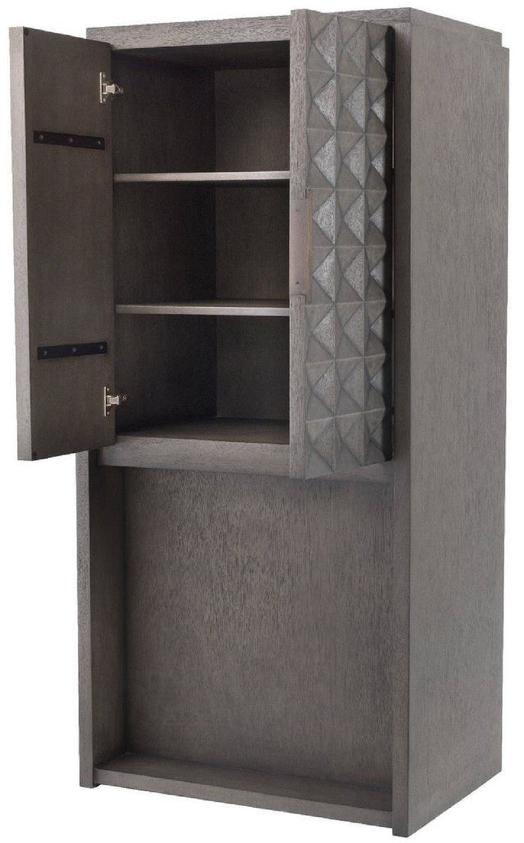 Luxus Weinschrank Mokkafarben / Bronze 81,5 x 56 x H. 171 cm - Massivholz Barschrank mit 2 Türen und 3D Effekt in den Fronten - Barmöbel - Luxus Qualität