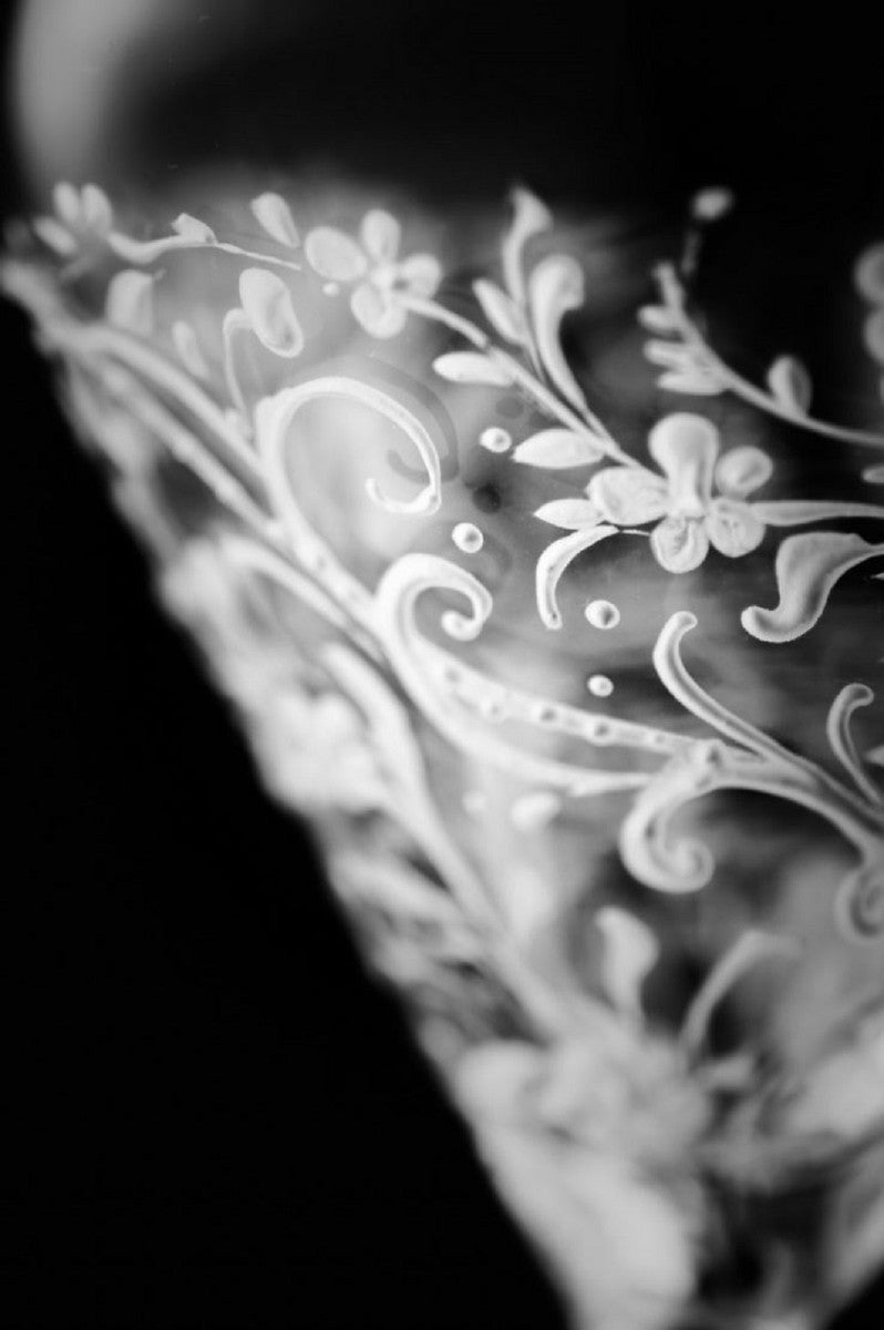 Luxus Weißweinglas 6er Set Weiß Ø 8,6 x H. 22,4 cm - Handgefertigte & handbemalte Weingläser - Hotel & Restaurant Accessoires - Luxus Qualität