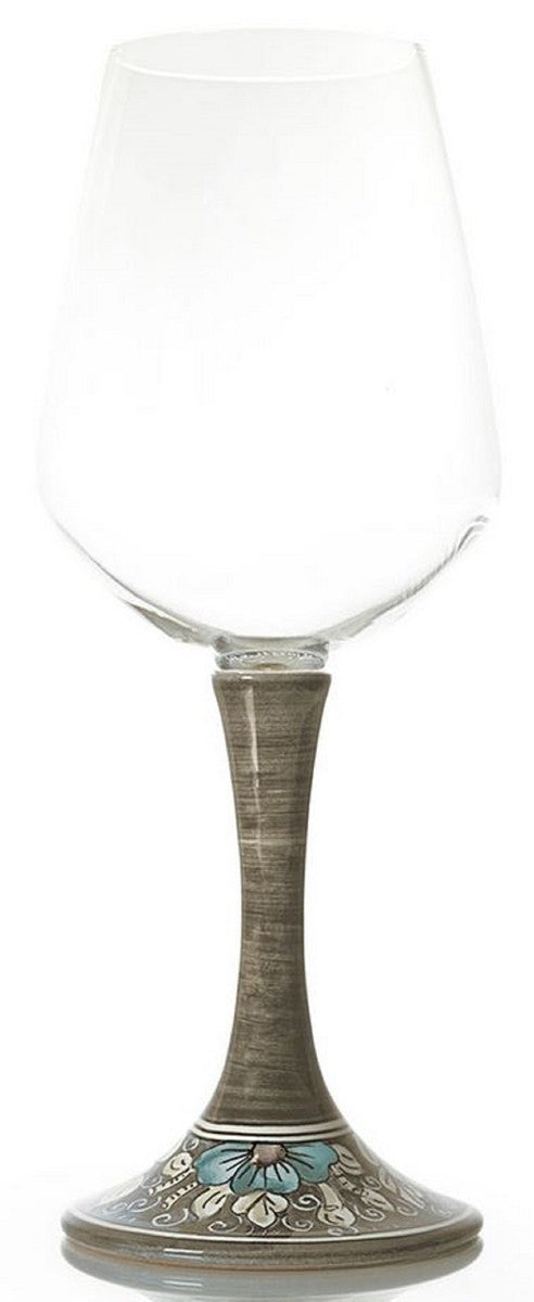 Luxus Weinglas 6er Set Braun / Mehrfarbig H. 23,5 cm - Handgefertigte & handbemalte Weingläser - Hotel & Restaurant Accessoires - Luxus Qualität - Made in Italy