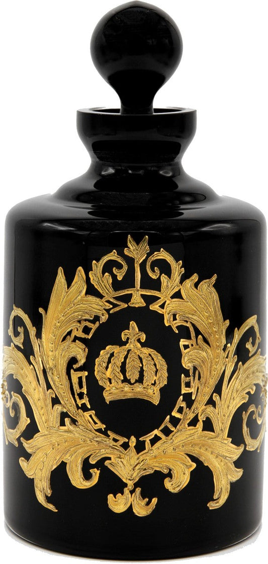 Pompöös by Luxus Whisky Karaffe mit 24 Karat Vergoldung Schwarz / Gold Ø 12,5 x H. 25 cm - Pompööse Glas Karaffe designed by Harald Glööckler