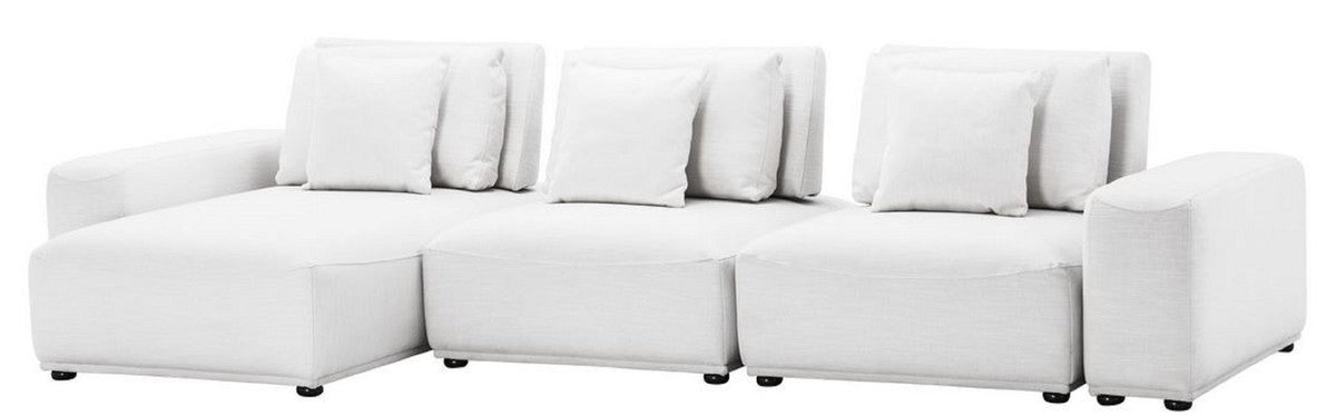 Luxus Wohnlandschaft Weiß / Schwarz 340 x 159 x H. 83 cm - Wohnzimmer Sofa mit 6 Kissen - Luxus Qualität