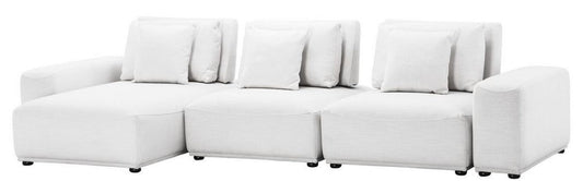 Luxus Wohnlandschaft Weiß / Schwarz 340 x 159 x H. 83 cm - Wohnzimmer Sofa mit 6 Kissen - Luxus Qualität