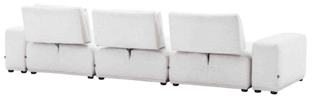 Luxus Wohnlandschaft Weiß / Schwarz 340 x 159 x H. 83 cm - Wohnzimmer Sofa mit 6 Kissen - Luxus Qualität