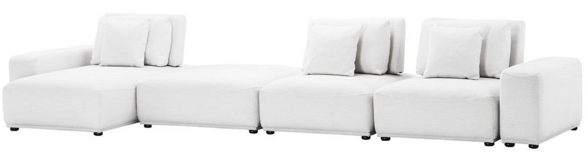 Luxus Wohnlandschaft Weiß / Schwarz 340 x 159 x H. 83 cm - Wohnzimmer Sofa mit 6 Kissen - Luxus Qualität