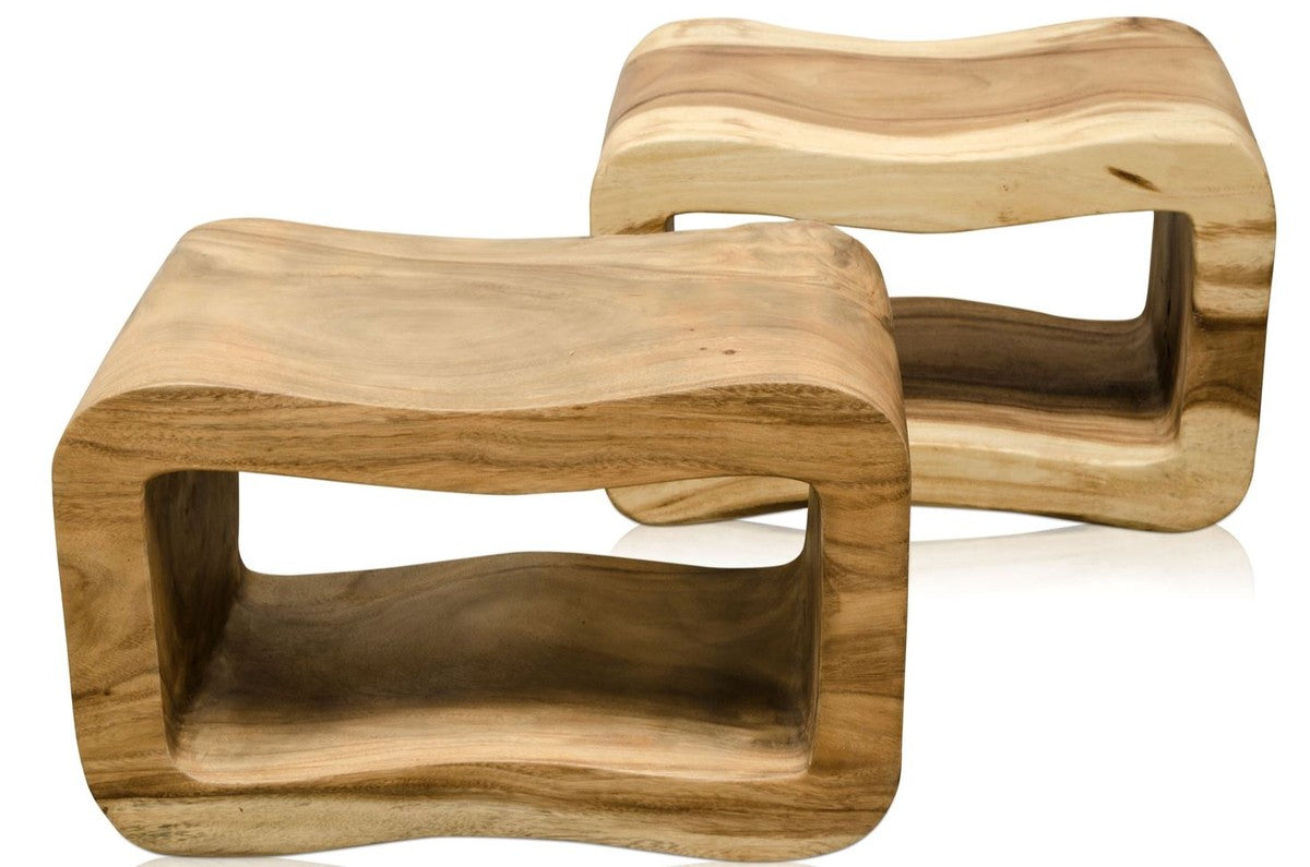 Luxus Wohnzimmer Beistelltisch Naturfarben 60 x 30 x H. 40 cm - Designer Wohnzimmermöbel