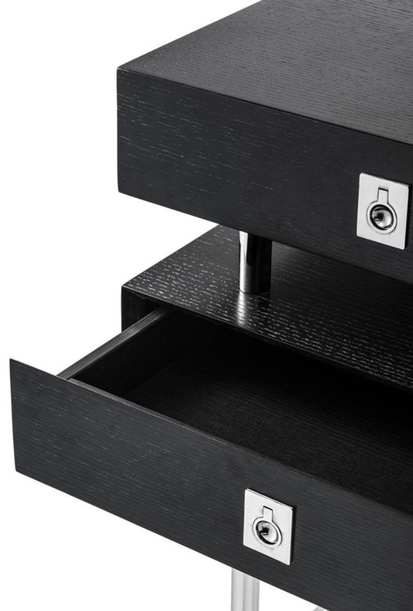 Luxus Wohnzimmer Beistelltisch mit 2 Schubladen 50 x 44,5 x H. 79 cm - Limited Edition