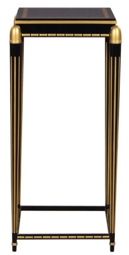 Luxus Wohnzimmer Blumentisch Schwarz / Gold 45 x 45 x H. 95 cm - Luxus Beistelltisch