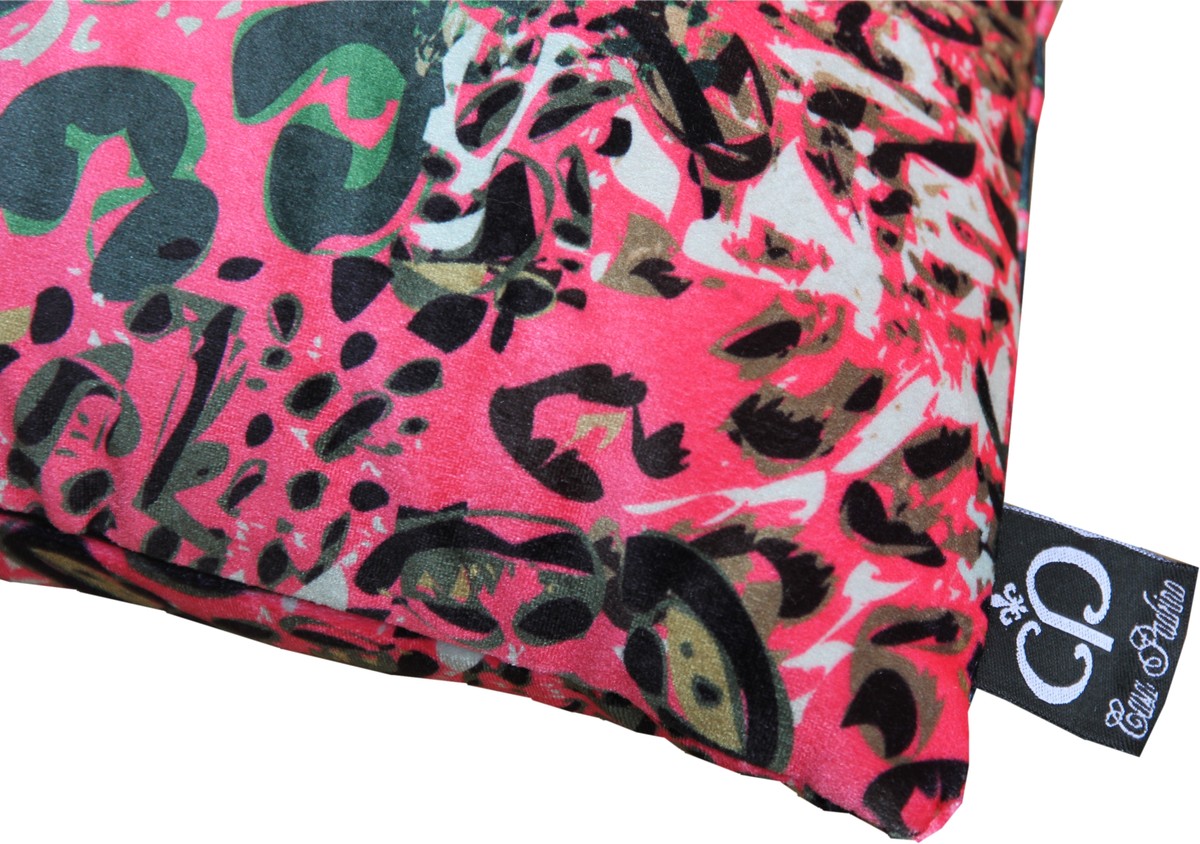 Luxus Wohnzimmer Deko Kissen Kansas Leo Mehrfarbig 35 x 55 cm - Feinster Samtstoff - Luxus Kollektion