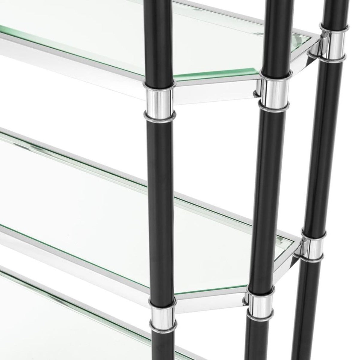 Luxus Wohnzimmer Regalschrank Silber / Schwarz 110 x 35 x H. 220 cm - Wohnzimmerschrank