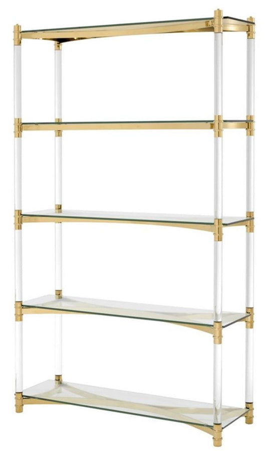 Wohnzimmerschrank / Regalschrank Gold 117 x 41 x H. 200 cm - Luxus Möbel