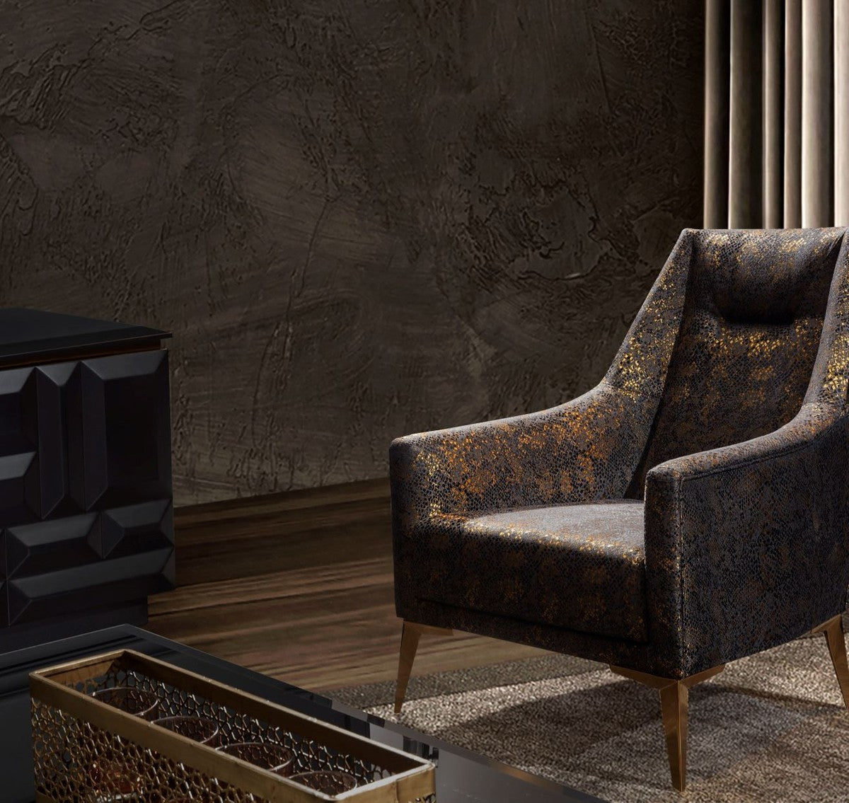 Luxus Wohnzimmer Set Lila / Gold - 2 Sofas & 2 Sessel & 1 Couchtisch - Moderne Wohnzimmer Möbel - Luxus Qualität