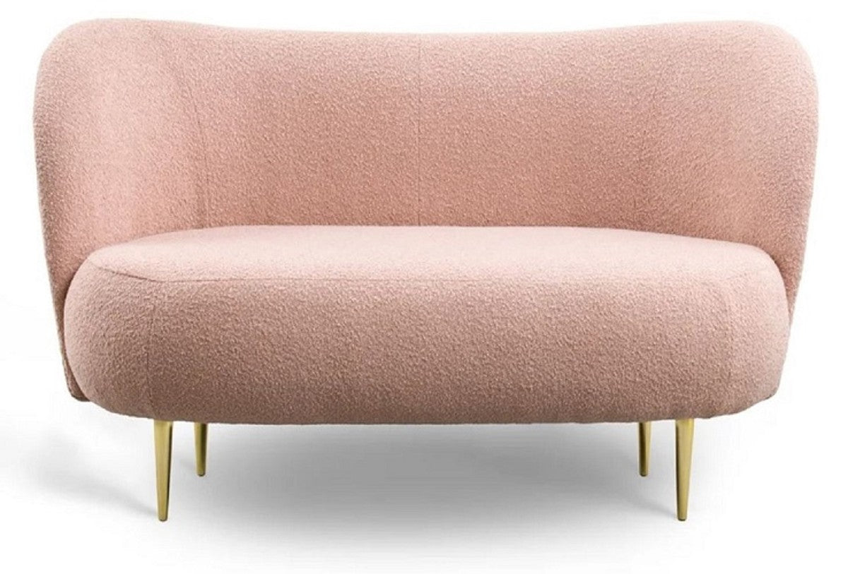 Luxus Wohnzimmer Set Rosa / Gold - 2 Luxus Sofas mit gebogener Rückenlehne & 2 Luxus Sessel mit gebogener Rückenlehne - Luxus Möbel - Wohnzimmer Möbel - Luxus Einrichtung