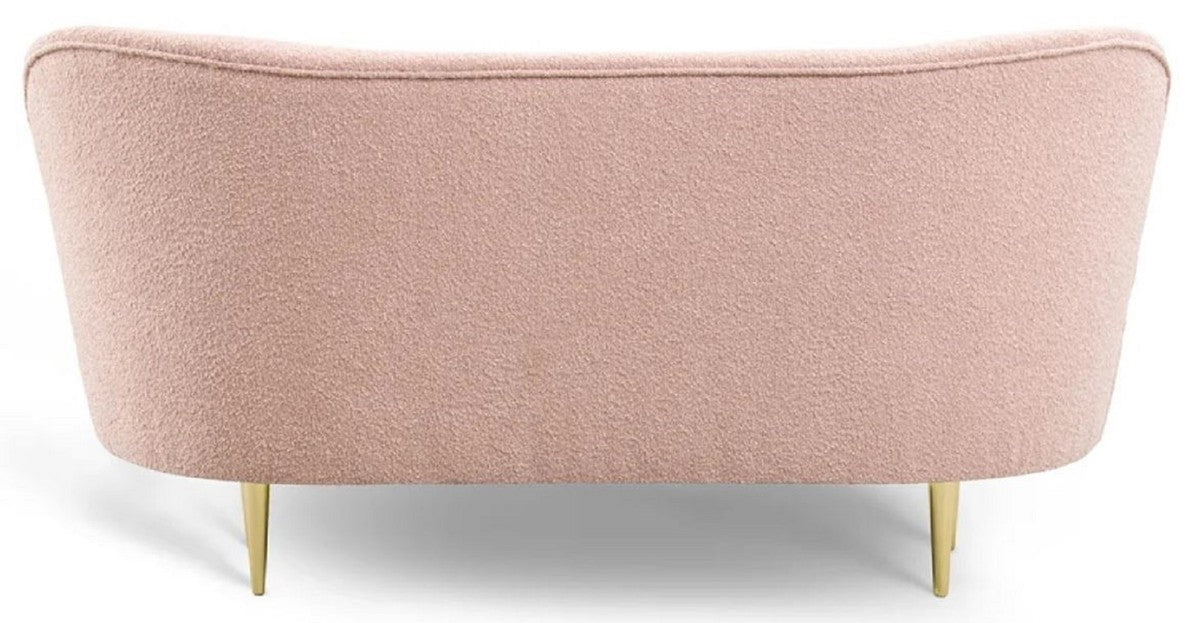 Luxus Wohnzimmer Set Rosa / Gold - 2 Luxus Sofas mit gebogener Rückenlehne & 2 Luxus Sessel mit gebogener Rückenlehne - Luxus Einrichtung - Wohnzimmer Möbel - Luxus Möbel