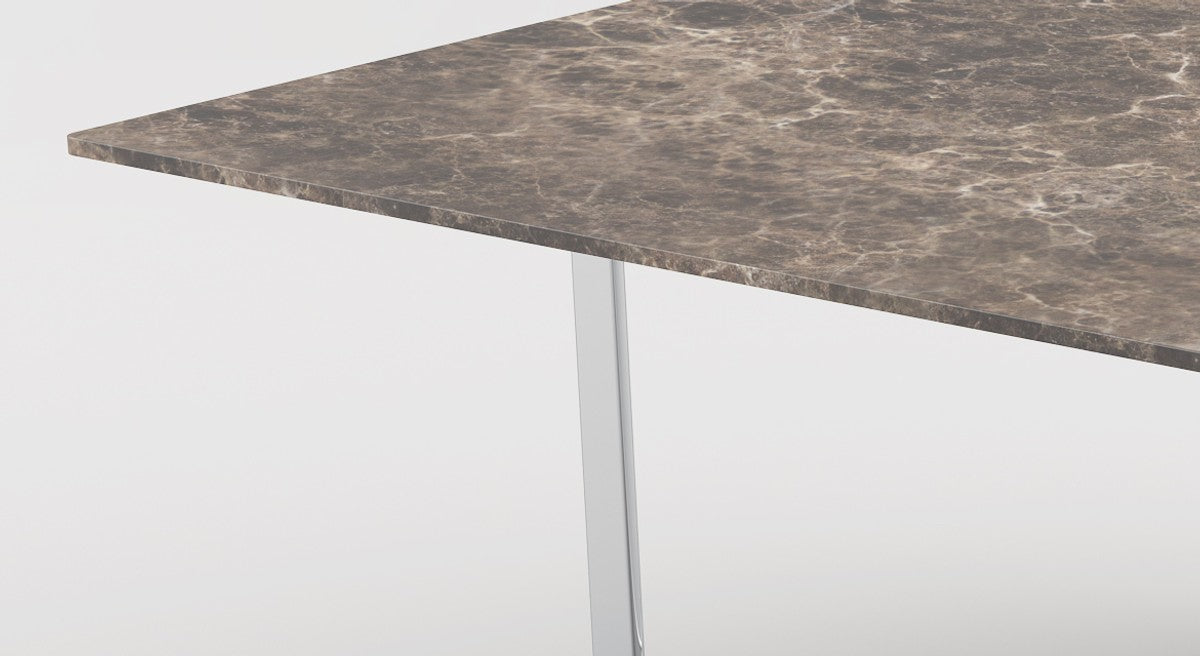 Luxus Wohnzimmer Set Silber / Braun - 1 Couchtisch mit Marmorplatte & 1 Beistelltisch mit Marmorplatte - Wohnzimmermöbel - Luxus Qualität