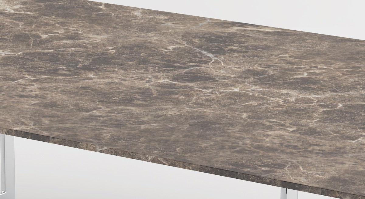 Luxus Wohnzimmer Set Silber / Braun - 1 Couchtisch mit Marmorplatte & 1 Beistelltisch mit Marmorplatte - Wohnzimmermöbel - Luxus Qualität