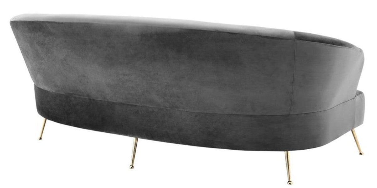 Sofa Grau / Messing 230 x 100 x H. 87 cm - Luxus Hotel Sofa