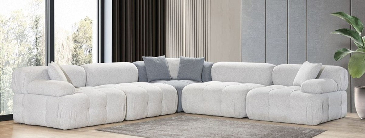 Luxus Wohnzimmer Ecksofa Hellgrau / Grau 295 x 295 x H. 70 cm - Modulares 5 Teiliges Sofa - Hotel Sofa - Wohnzimmer Möbel - Hotel Möbel - Luxus Möbel