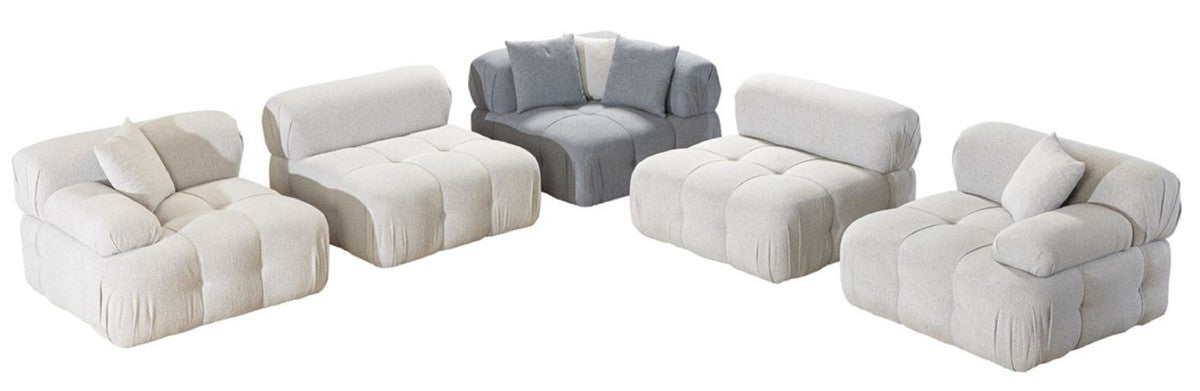 Luxus Wohnzimmer Ecksofa Hellgrau / Grau 295 x 295 x H. 70 cm - Modulares 5 Teiliges Sofa - Hotel Sofa - Wohnzimmer Möbel - Hotel Möbel - Luxus Möbel