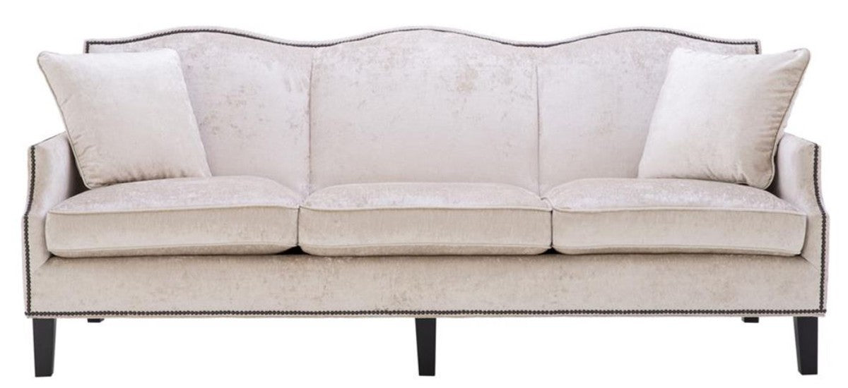 Luxus Wohnzimmer Sofa Creme / Schwarz 220 x 98 x H. 90 cm - Limited Edition