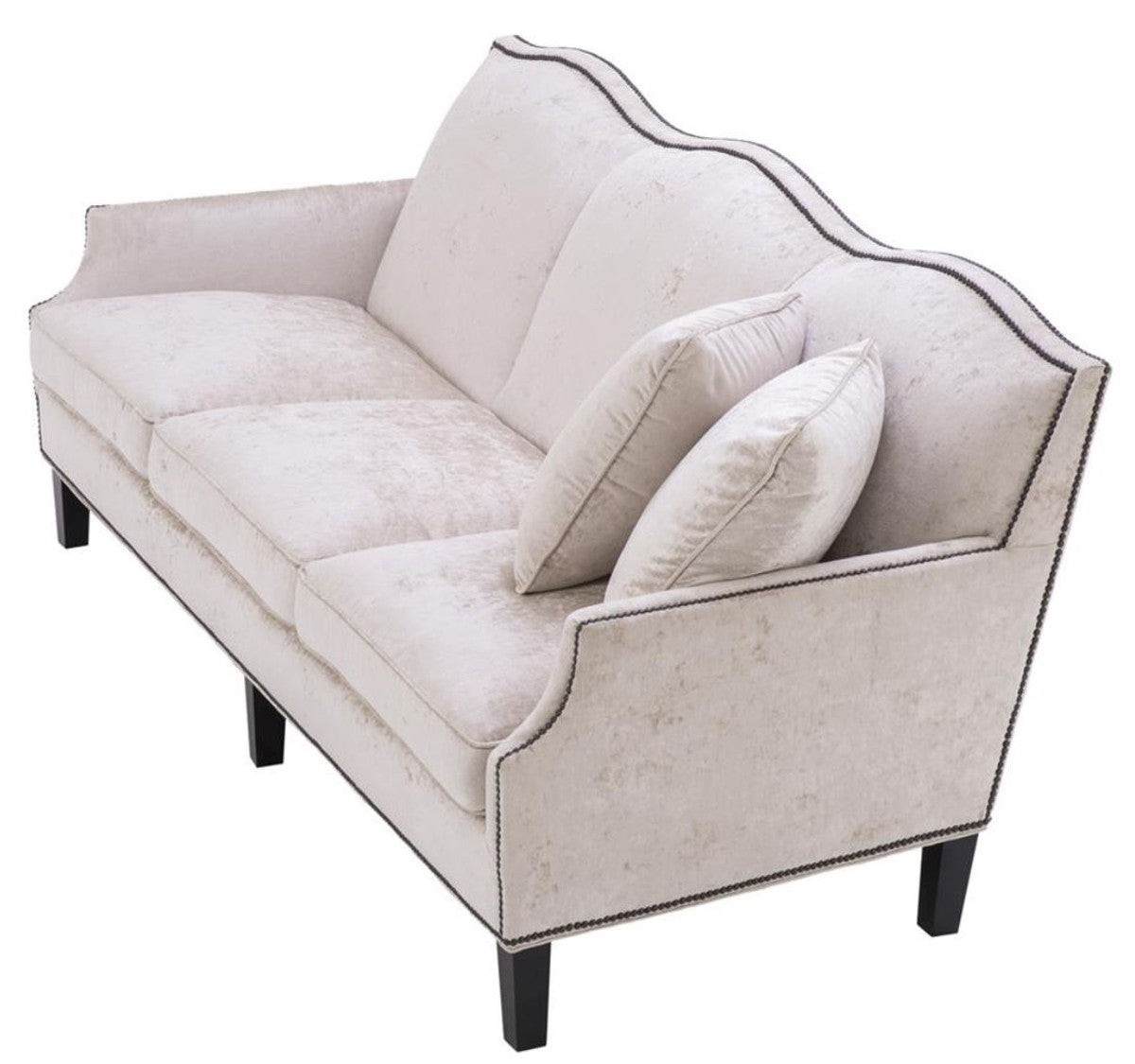 Luxus Wohnzimmer Sofa Creme / Schwarz 220 x 98 x H. 90 cm - Limited Edition