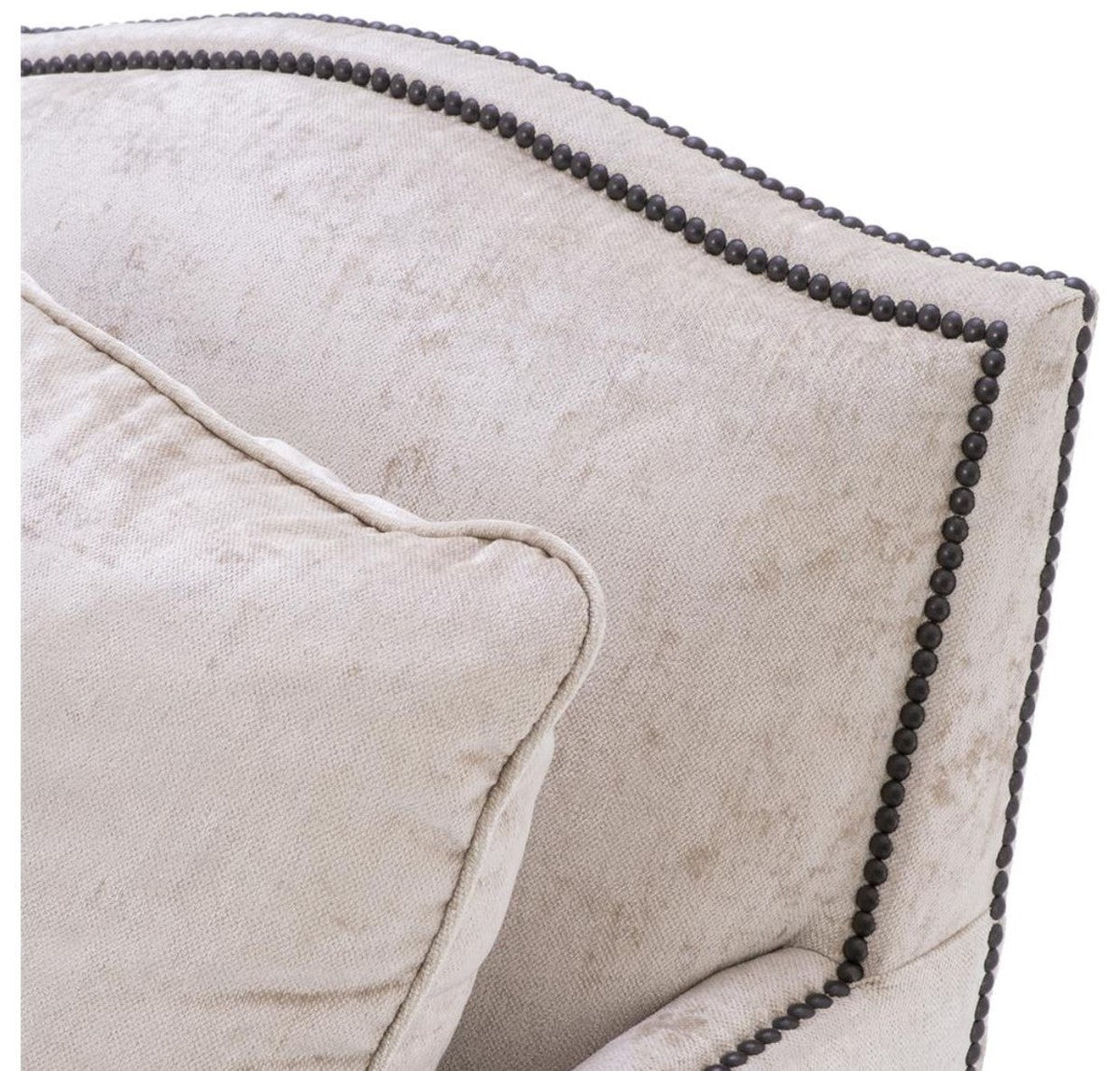 Luxus Wohnzimmer Sofa Creme / Schwarz 220 x 98 x H. 90 cm - Limited Edition