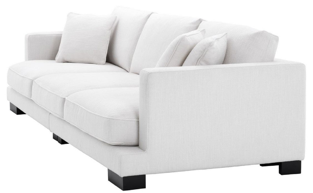 Luxus Wohnzimmer Sofa mit Kissen Weiß / Schwarz 284 x 110 x H. 85 cm - Wohnzimmer Möbel - Luxus Kollektion