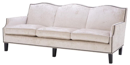 Luxus Wohnzimmer Sofa Creme / Schwarz 220 x 98 x H. 90 cm - Limited Edition